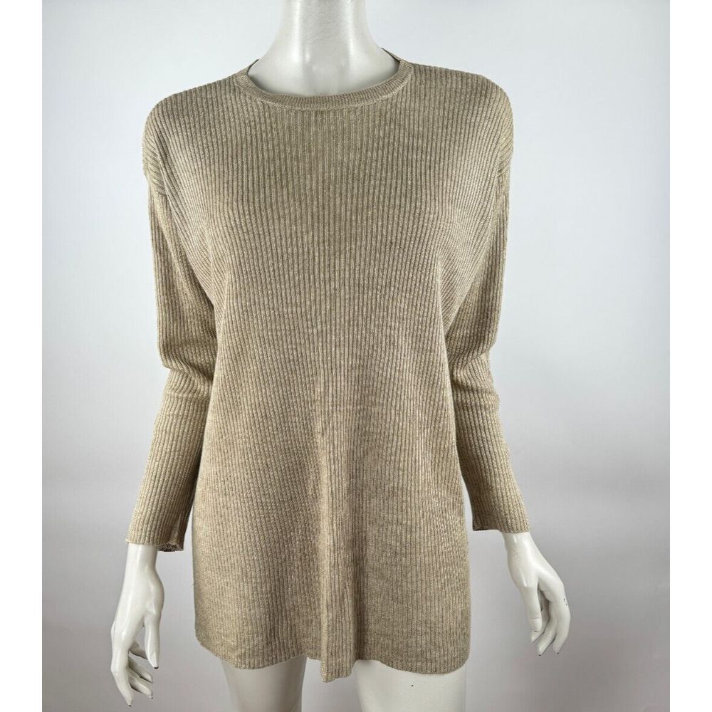 Eileen Fisher Delave Organic Italian Linen Oversized Tunic Sweater Women XS NWOT